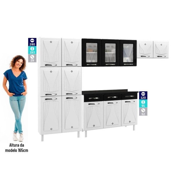 Encontraproduto.com.br - Cozinha de Aço Completa Telasul Star New C/ Vidro e Balcão