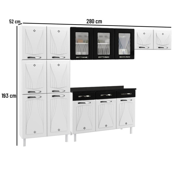 Encontraproduto.com.br - Cozinha de Aço Completa Telasul Star New C/ Vidro e Balcão