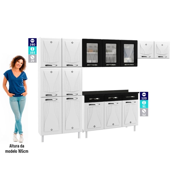 Encontraproduto.com.br - Cozinha de Aço Completa Telasul Star New C/ Vidro e Balcão
