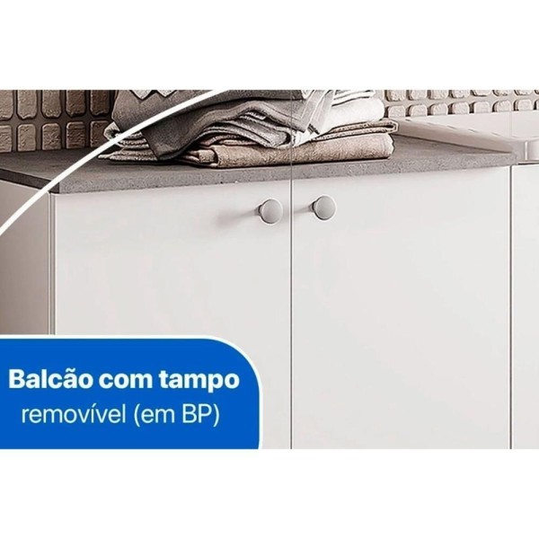 Encontraproduto.com.br - Armário Balcão Multiuso para Lavanderia Duo 2 Portas
