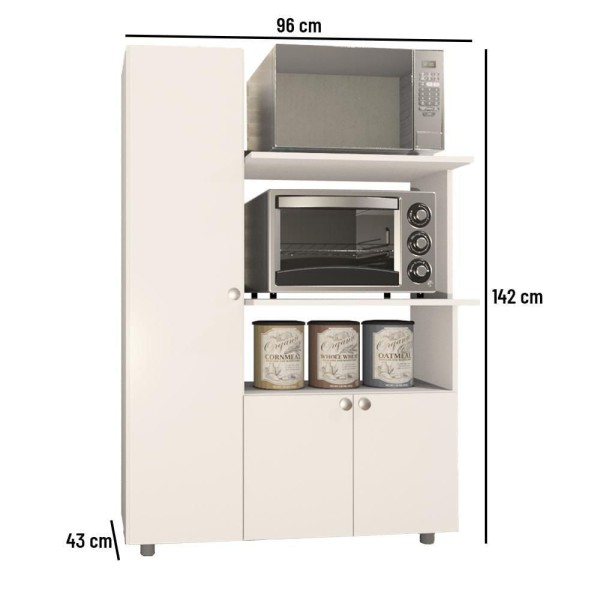 Encontraproduto.com.br - Armário de Cozinha Multiuso Âmbar 3 Portas Forno e Micro