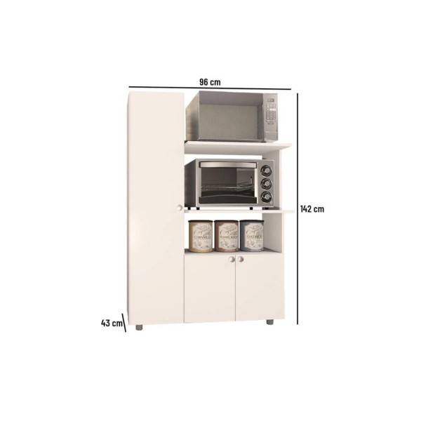 Encontraproduto.com.br - Armário de Cozinha Multiuso Âmbar 3 Portas Forno e Micro
