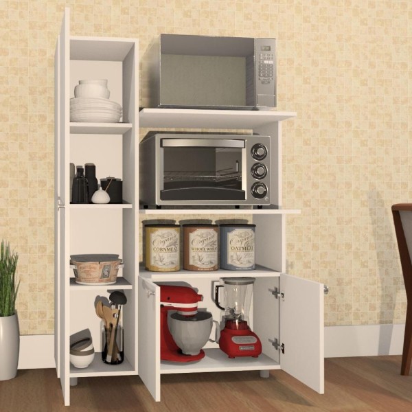 Encontraproduto.com.br - Armário de Cozinha Multiuso Âmbar 3 Portas Forno e Micro