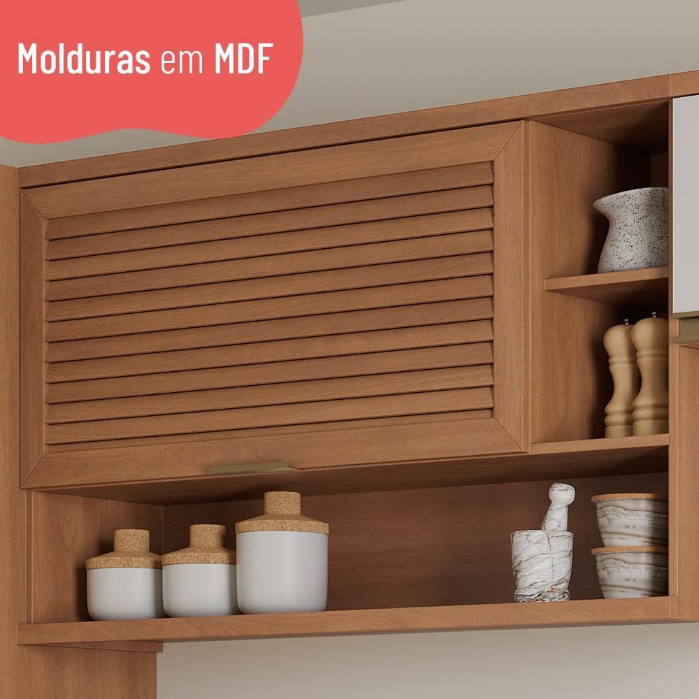 Encontraproduto.com.br - Cozinha Completa Thela Macadâmia 5 Pçs C/ Balcão