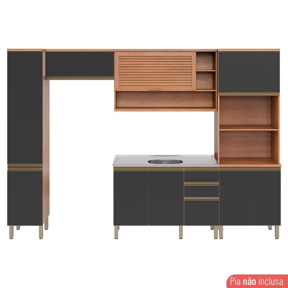 Encontraproduto.com.br - Cozinha Completa Thela Macadâmia 5 Pçs C/ Balcão