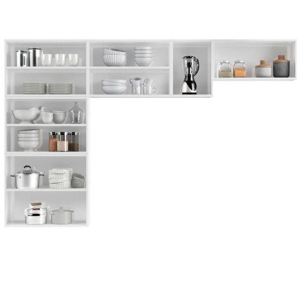 Encontraproduto.com.br - Cozinha em L Ágata 260cm com Vidro 817460 Telasul - Branco