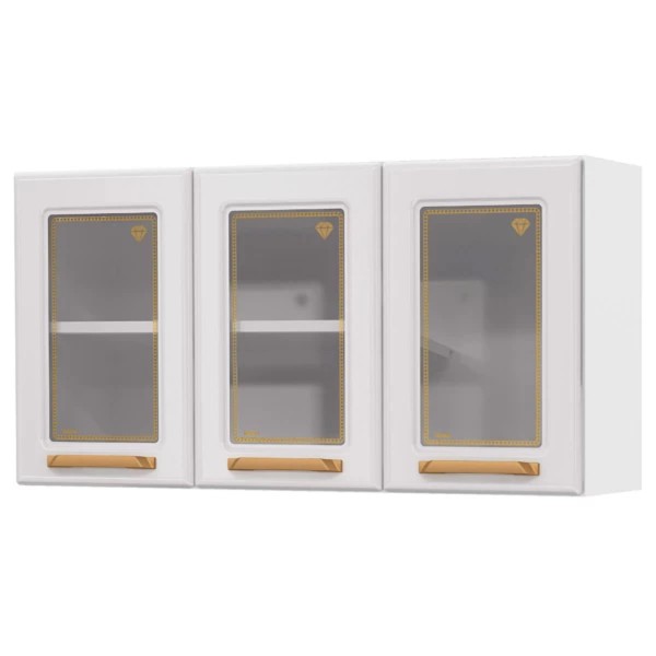 Armário AéreoTelasul  Diamante 3 Portas com Vidro - New Branco