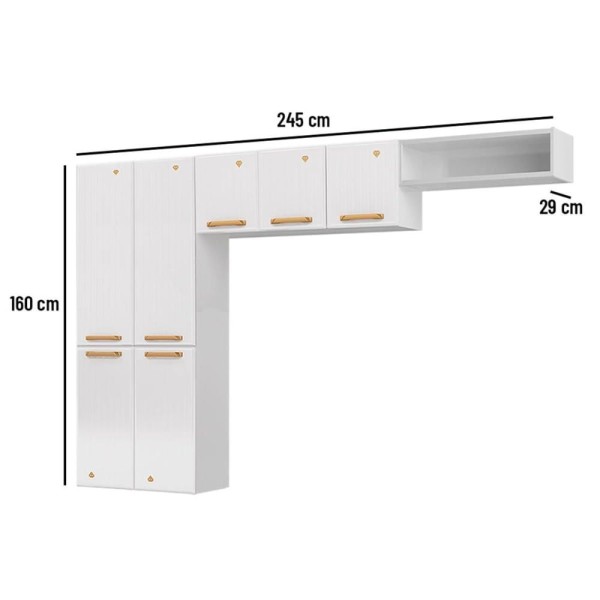 Encontraproduto.com.br - Cozinha 7 Portas Diamante Newsmart Telasul Branco