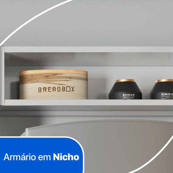 Encontraproduto.com.br - Cozinha Compacta em L Diamante Smart com 7 Portas 818409 Telasul - Branco e Preto