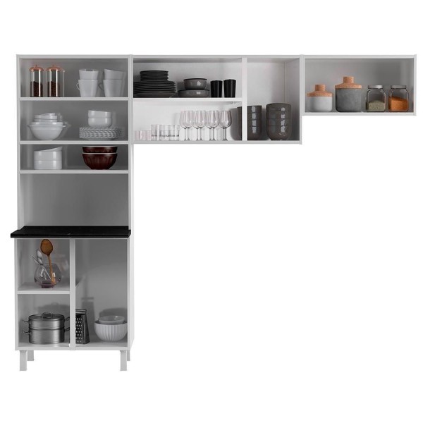 Encontraproduto.com.br - Cozinha de Aço 9 Portas Diamante Telasul Branco/Preto
