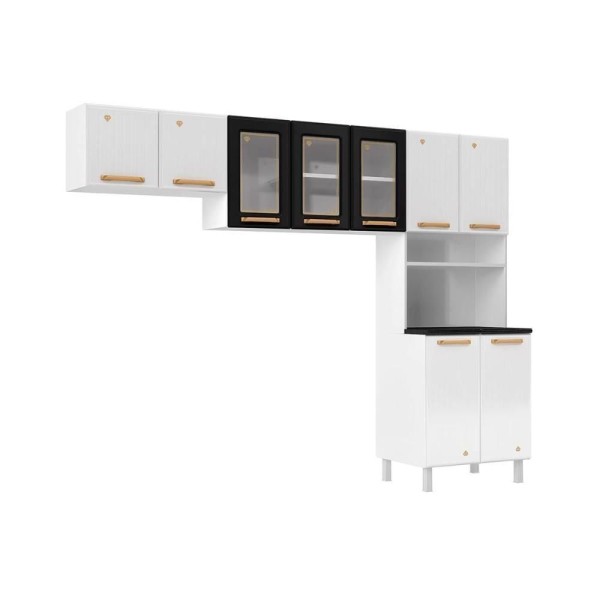 Encontraproduto.com.br - Cozinha de Aço 9 Portas Diamante Telasul Branco/Preto