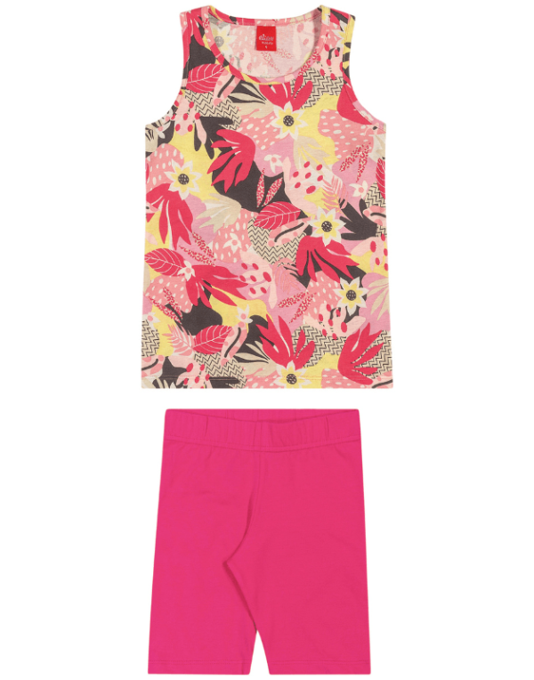 Encontraproduto.com.br - Conjunto Elian Juvenil Menina Verão com Estampa Floral Colorida 10/14 - 251506
