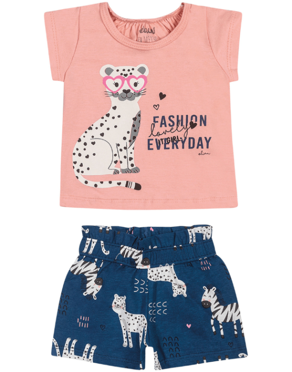 Encontraproduto.com.br - Conjunto Elian Infantil Menina Verão com Estampa Onça Fashion 1/3 - 211214