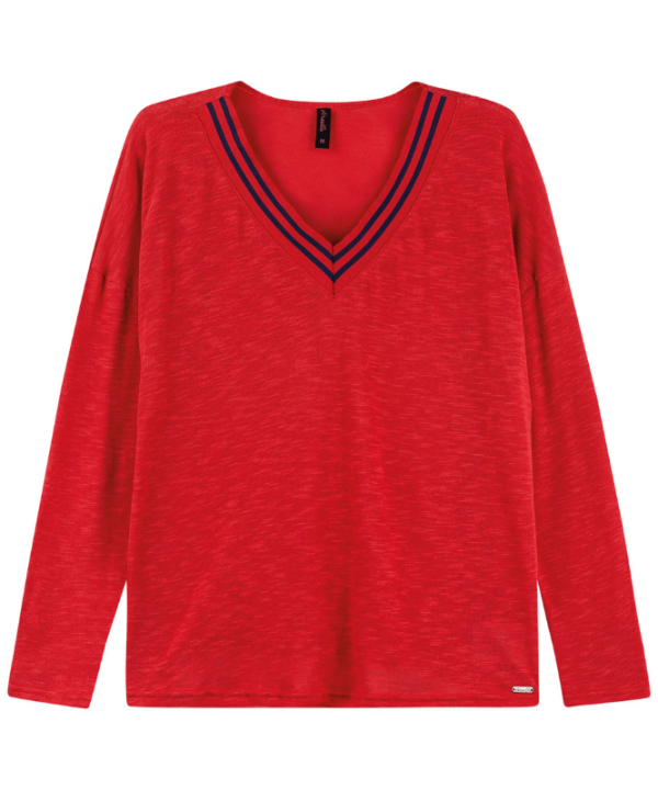 Blusa Maelle Plus Size Feminina Malha Tricô com Retilínea no Decote P/GG - 15357