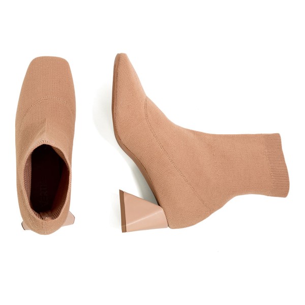 Encontraproduto.com.br - Bota Meia Cano Curto Salto Geométrico Médio  Bistro Vértice