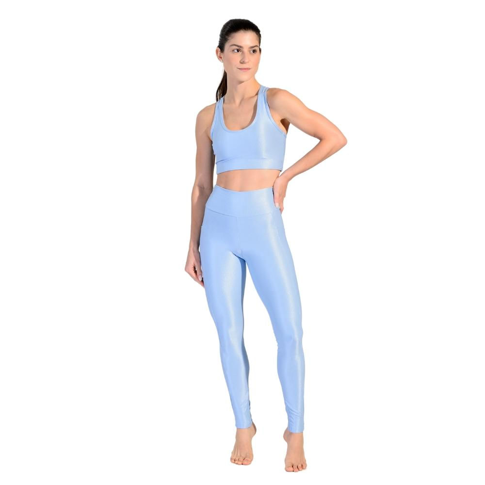 Conjunto Esportivo Legging de Bolso + Top Quadrado em Tecido Half Shine Wunder