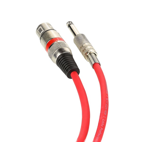 Encontraproduto.com.br - Cabo de Microfone XLR Femea Para P10 Mono - Vermelho - 10 Metros