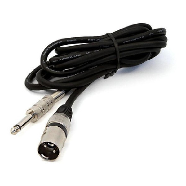 Encontraproduto.com.br - Cabo P10 para XLR Macho Preto Mono - 4 Metros