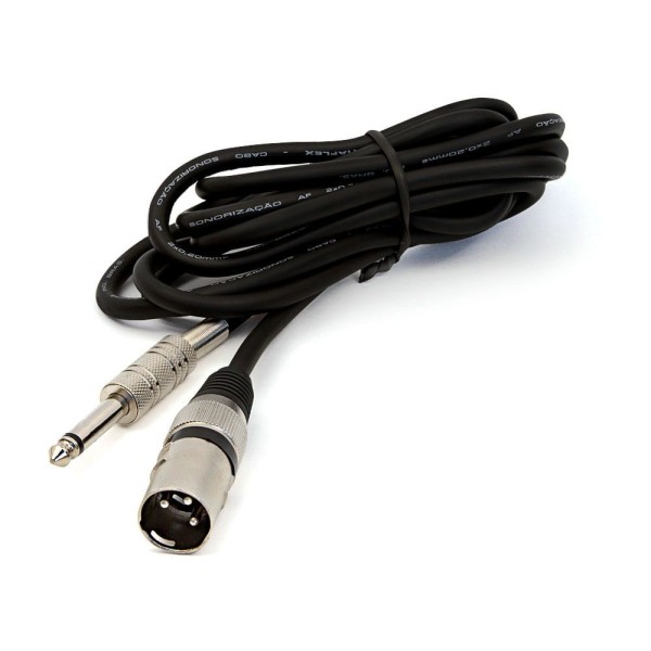 Encontraproduto.com.br - Cabo P10 para XLR Macho Preto Mono - 4 Metros