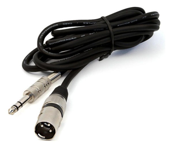 Cabo P10 Para Xlr Macho, Preto Estéreo - 15 Mt