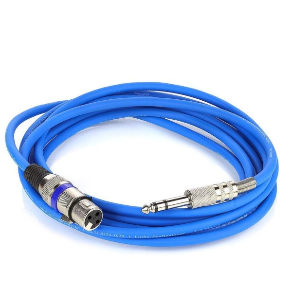 Encontraproduto.com.br - Cabo De Microfone Xlr Para P10 Estereo - Azul - 40 Metros