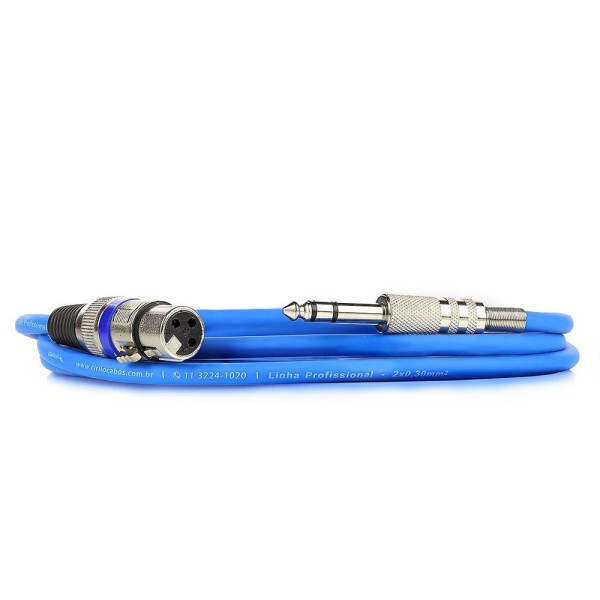 Encontraproduto.com.br - Cabo De Microfone Xlr Para P10 Estereo - Azul - 40 Metros