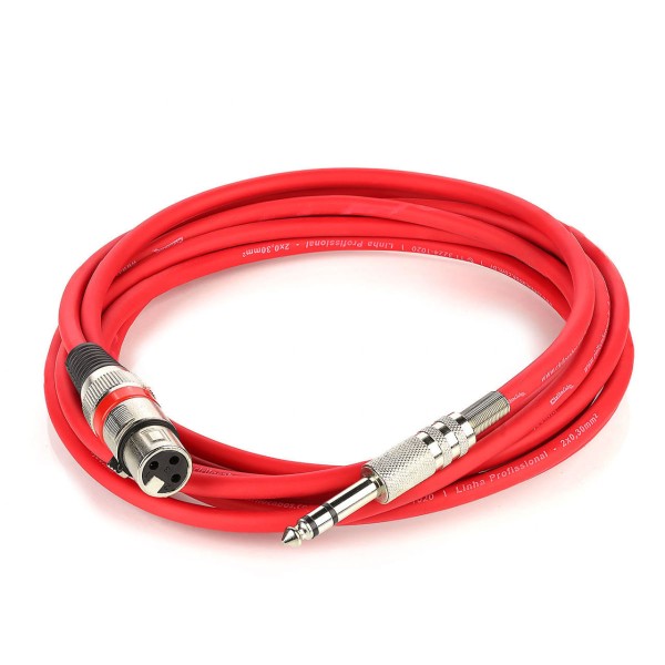 Encontraproduto.com.br - Cabo de Microfone XLR para P10 Estereo - Vermelho - 35 MT