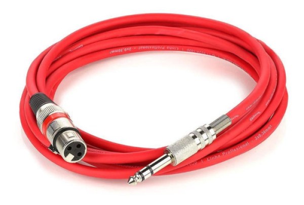 Encontraproduto.com.br - Cabo De Microfone Xlr Para P10 Estereo - Vermelho - 15 Mt