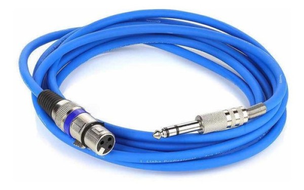 Encontraproduto.com.br - Cabo De Microfone Xlr Para P10 Estereo - Azul - 4 Metros
