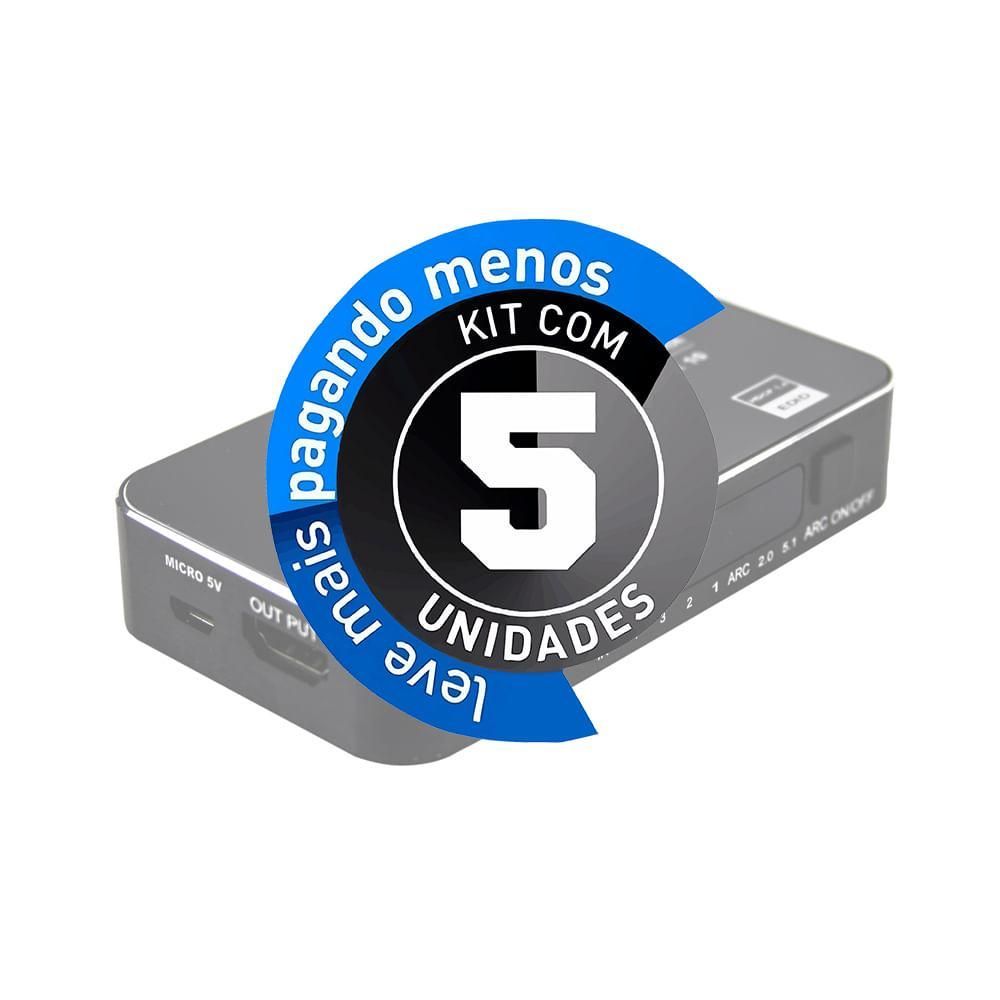 Encontraproduto.com.br - Switch Hdmi 2.0, 4k, 4 Portas Com Controle - Kit Com 5