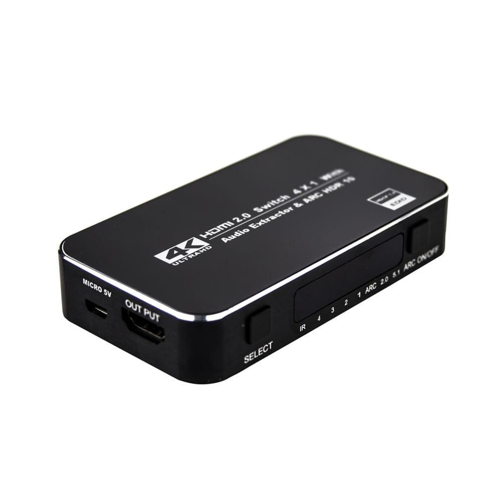 Encontraproduto.com.br - Switch Hdmi 2.0, 4k, 4 Portas Com Controle - Kit Com 5