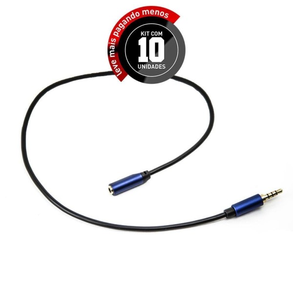 Encontraproduto.com.br - Extensão Fone Microfone P3 Prof. 2 Mt - Kit 10