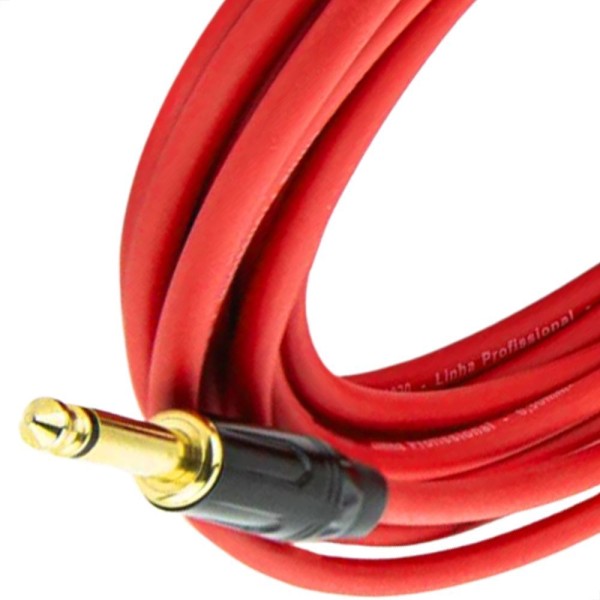 Encontraproduto.com.br - Cabo P10 Para P10 Mono Profissional - Vermelho 15 Metros