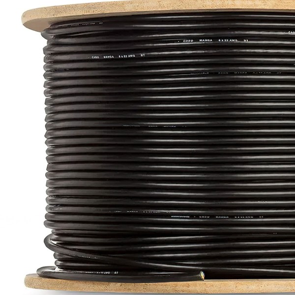 Encontraproduto.com.br - Cabo Manga 2X26 AWG - sem Blindagem Preto - 30 Metros