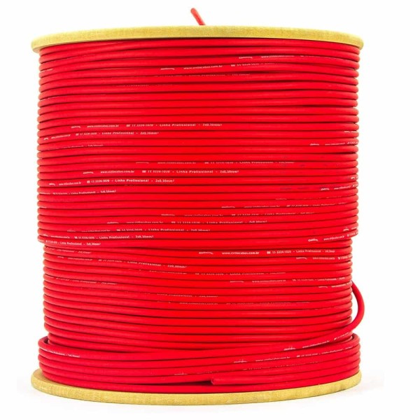 Encontraproduto.com.br - Cabo de Microfone Profissional 2x0,30 Vermelho - 5 Metros
