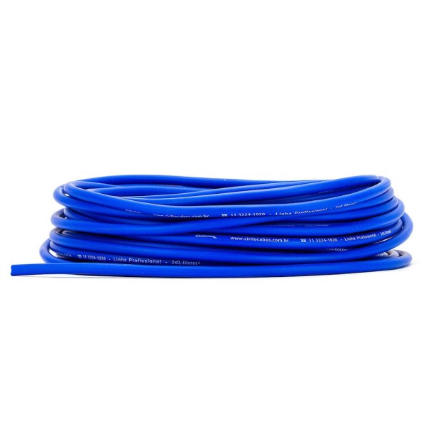 Encontraproduto.com.br - Cabo de Microfone Profissional 2x0,30 Azul - 40 Metros