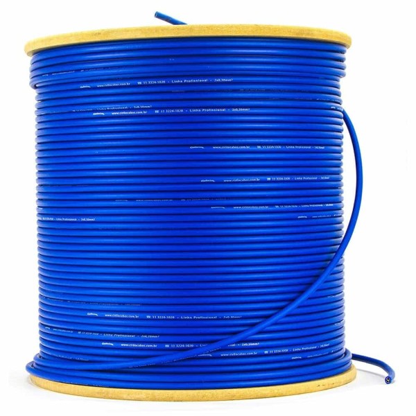 Encontraproduto.com.br - Cabo de Microfone Profissional 2x0,30 Azul - 40 Metros