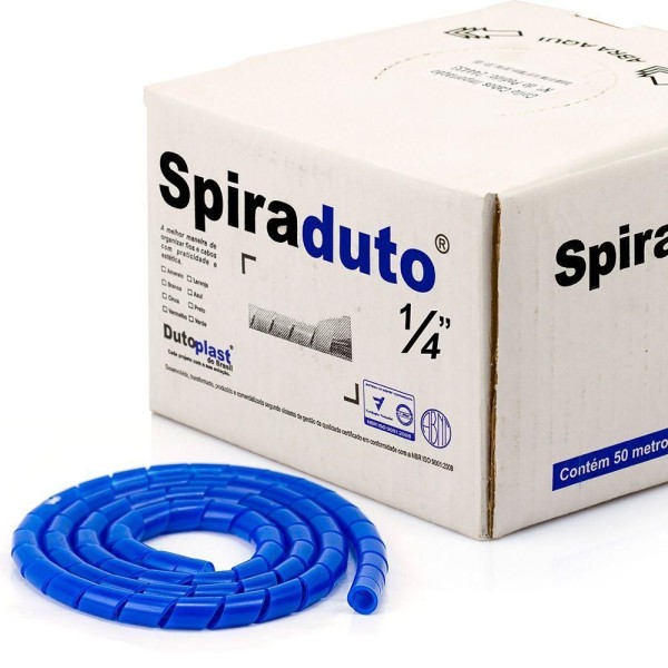 Encontraproduto.com.br - Organizador Fios E Cabos Spiraduto 1/4 Azul - 4 Metros