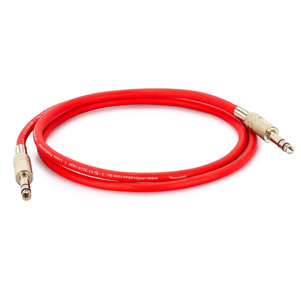 Encontraproduto.com.br - Cabo P10 para P10 Estéreo - Vermelho 45 Metros