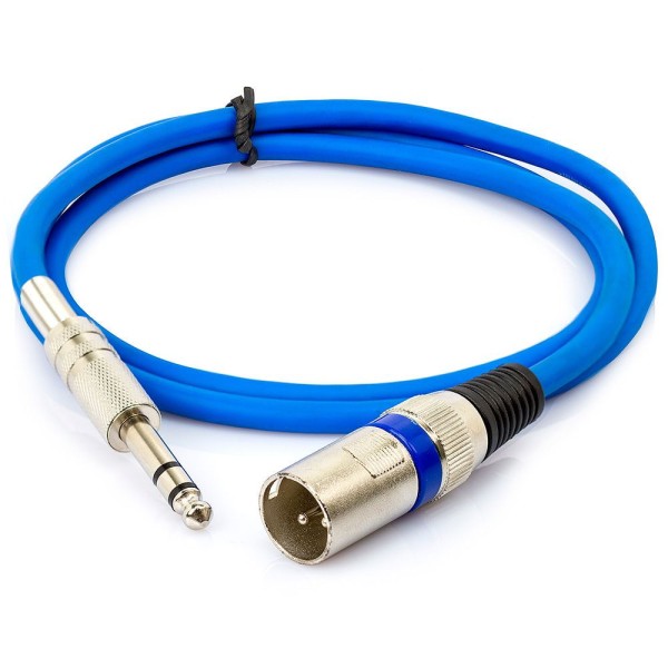 Encontraproduto.com.br - Cabo P10 para XLR Macho Azul Estereo - 20 Metros