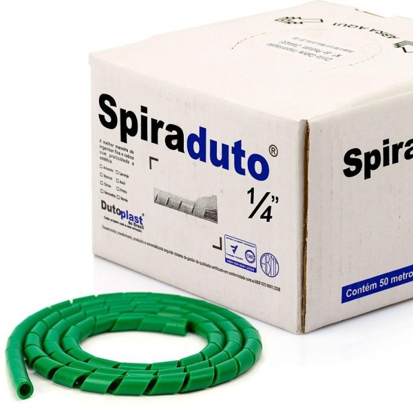 Encontraproduto.com.br - Organizador Fios E Cabos Spiraduto 1/4 Verde - 4 Metros