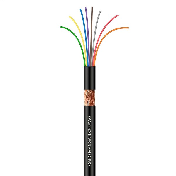 Encontraproduto.com.br - Cabo Manga 8x26 Awg - Com Blindagem Preto - 1 Metro