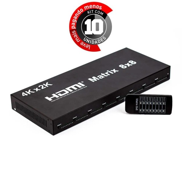 Matrix Hdmi 2.0v 8x8 Profissional Cirilo Cabos - Kit Com 10
