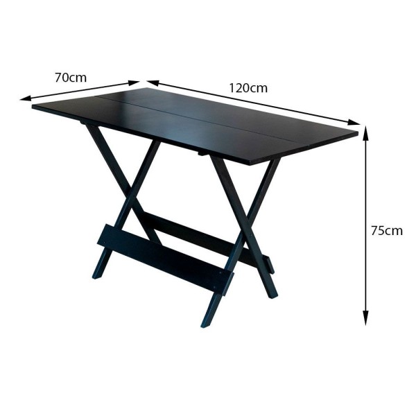 Encontraproduto.com.br - Kit 3 Conjuntos De Mesa Dobravel Com 4 Cadeiras De Madeira 120X70 Para Restaurante E Bar - Preto