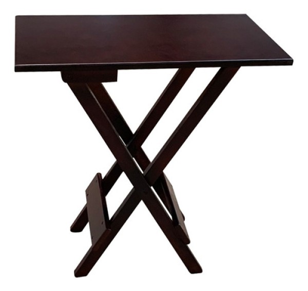 Encontraproduto.com.br - Mesa Compacta De Madeira Dobrável 35X70 Ideal Para Area De Lazer - Imbuia