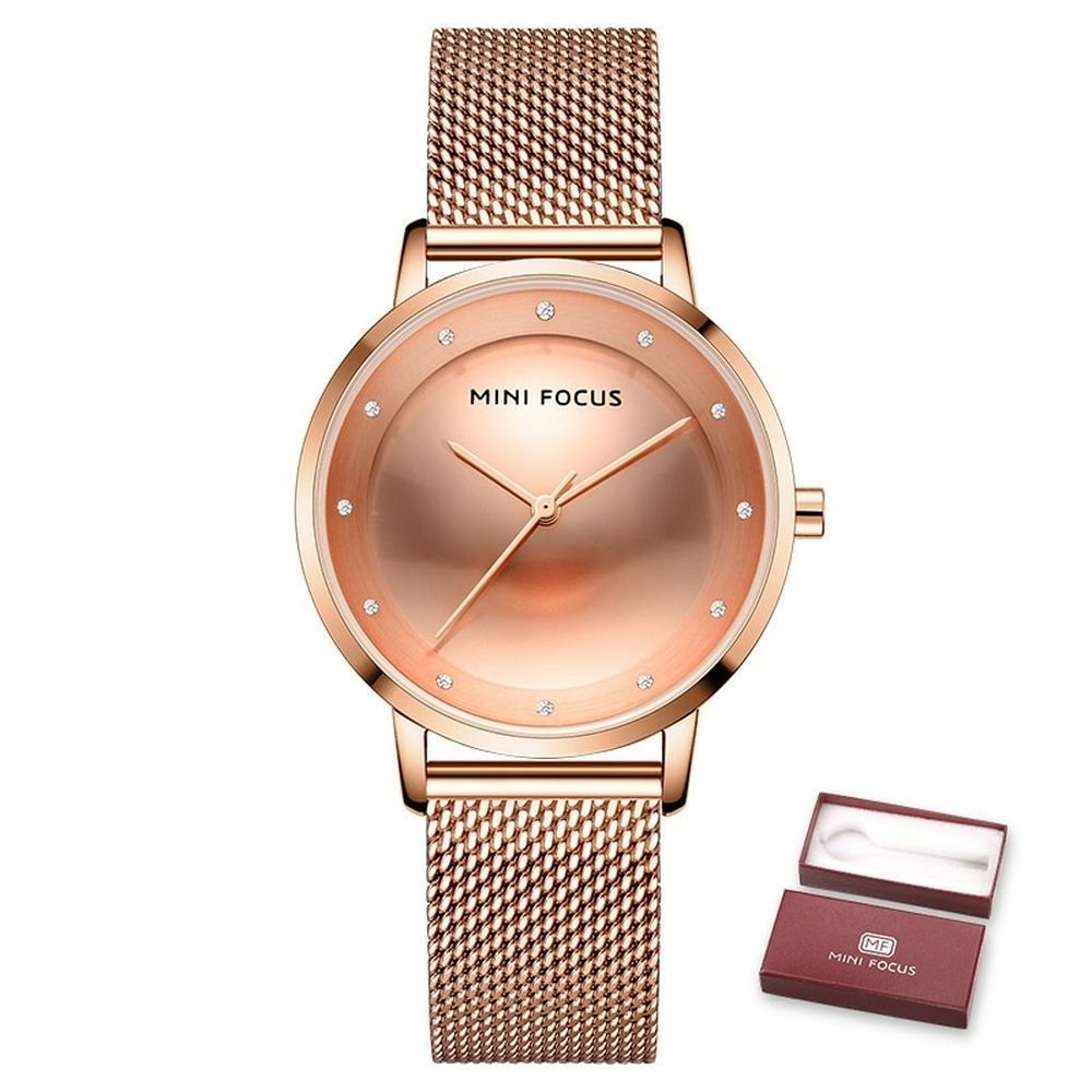Relógio Feminino Mini Focus Mf0332l à Prova Dágua Ouro Rosa