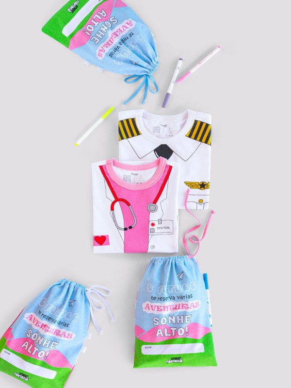 Encontraproduto.com.br - Pijama Manga Curta Infantil Mini Chef - Acompanha Canetinha Acrilex e Saquinho de Malha
