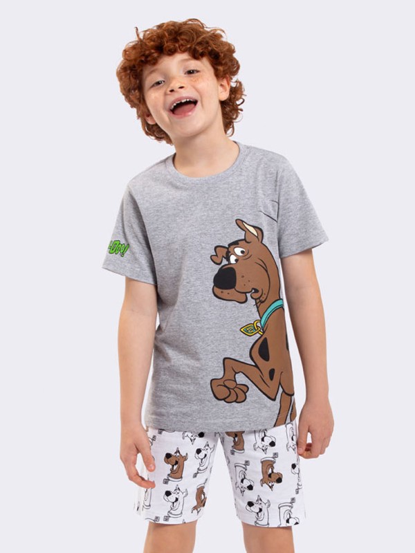 Encontraproduto.com.br - Pijama Manga Curta Infantil Masculino Scooby-Doo Cinza