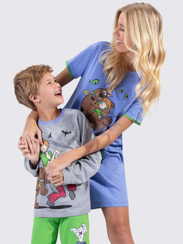 Encontraproduto.com.br - Pijama Manga Longa Masculino Infantil Scooby-Doo Mystery Cinza
