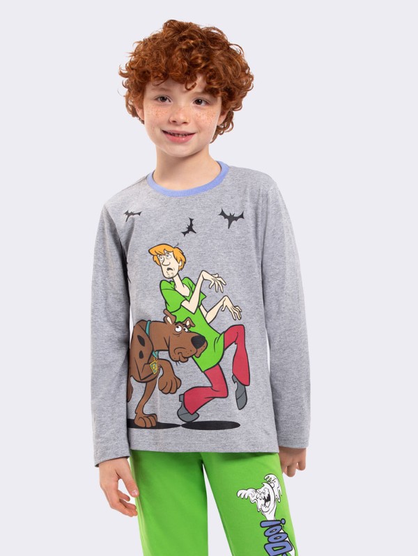 Encontraproduto.com.br - Pijama Manga Longa Masculino Infantil Scooby-Doo Mystery Cinza